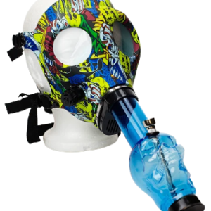 Full Face Graphic Silicone Gas Mask with Acrylic Bong